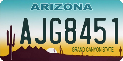 AZ license plate AJG8451