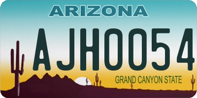 AZ license plate AJH0054