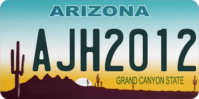 AZ license plate AJH2012
