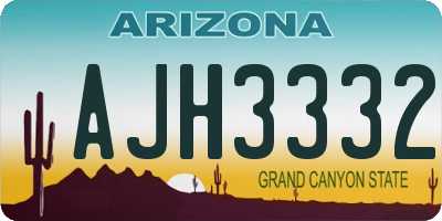 AZ license plate AJH3332