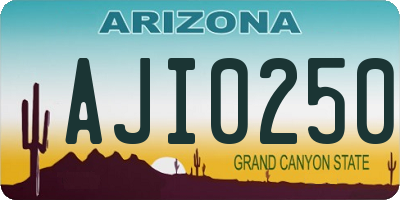 AZ license plate AJI0250
