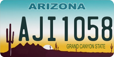 AZ license plate AJI1058