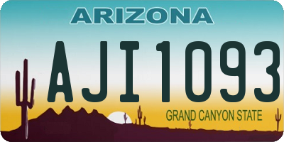 AZ license plate AJI1093