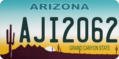 AZ license plate AJI2062