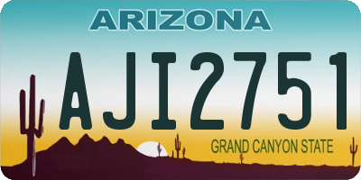 AZ license plate AJI2751