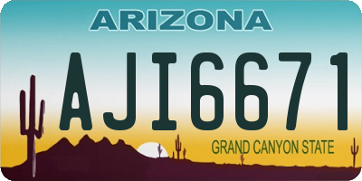 AZ license plate AJI6671