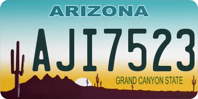 AZ license plate AJI7523