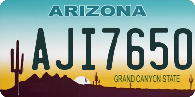 AZ license plate AJI7650