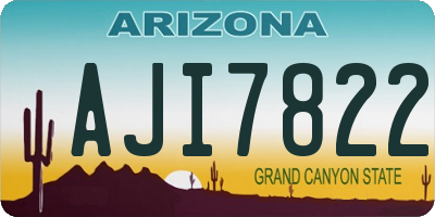 AZ license plate AJI7822