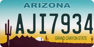 AZ license plate AJI7934