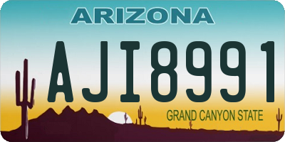 AZ license plate AJI8991