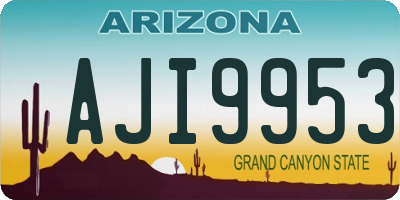 AZ license plate AJI9953