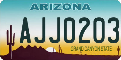 AZ license plate AJJ0203