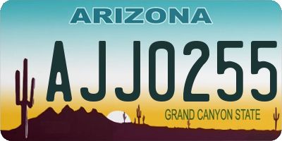 AZ license plate AJJ0255