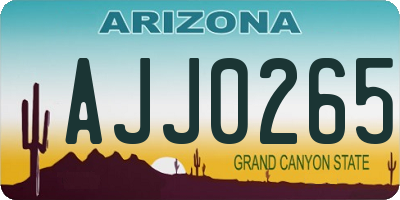 AZ license plate AJJ0265