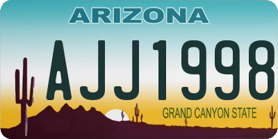 AZ license plate AJJ1998