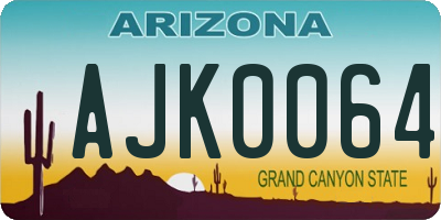 AZ license plate AJK0064