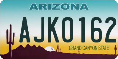 AZ license plate AJK0162