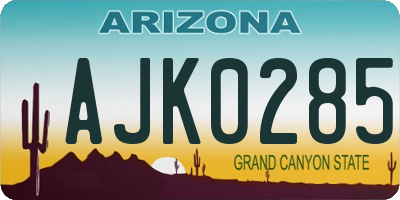 AZ license plate AJK0285
