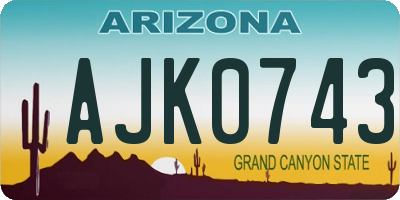 AZ license plate AJK0743