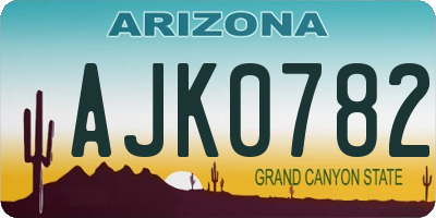 AZ license plate AJK0782