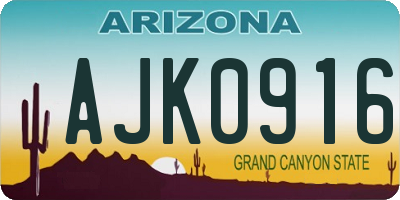 AZ license plate AJK0916