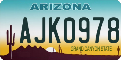 AZ license plate AJK0978