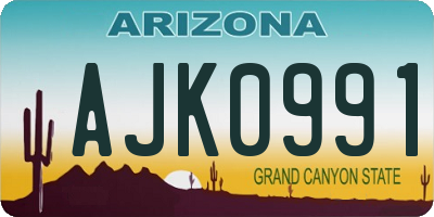 AZ license plate AJK0991