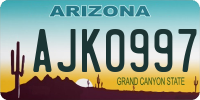 AZ license plate AJK0997