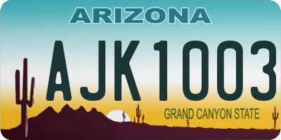 AZ license plate AJK1003