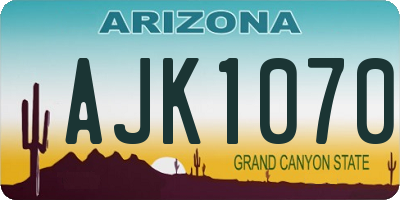 AZ license plate AJK1070