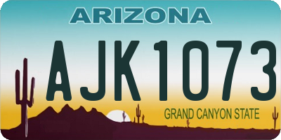 AZ license plate AJK1073