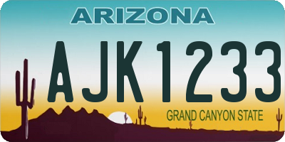 AZ license plate AJK1233