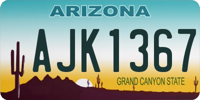 AZ license plate AJK1367