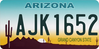 AZ license plate AJK1652