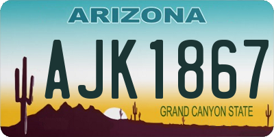 AZ license plate AJK1867