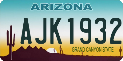 AZ license plate AJK1932