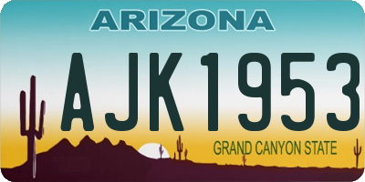 AZ license plate AJK1953