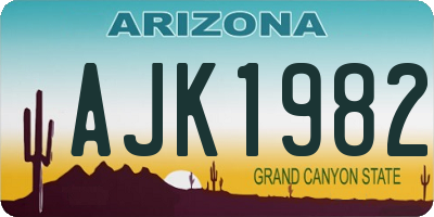 AZ license plate AJK1982