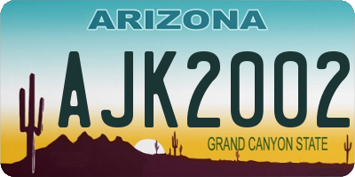 AZ license plate AJK2002