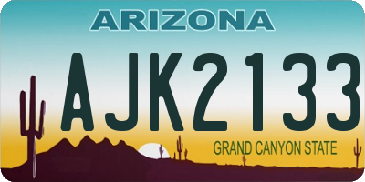 AZ license plate AJK2133