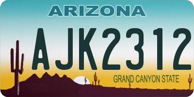 AZ license plate AJK2312