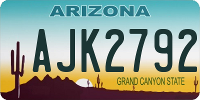 AZ license plate AJK2792