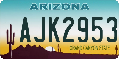 AZ license plate AJK2953