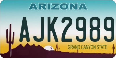 AZ license plate AJK2989