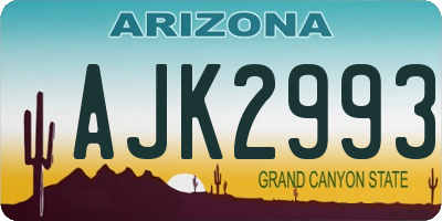 AZ license plate AJK2993
