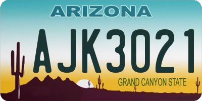 AZ license plate AJK3021
