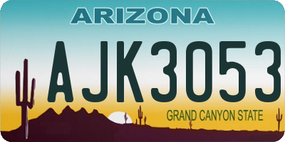 AZ license plate AJK3053