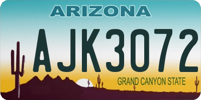 AZ license plate AJK3072