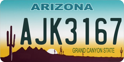 AZ license plate AJK3167